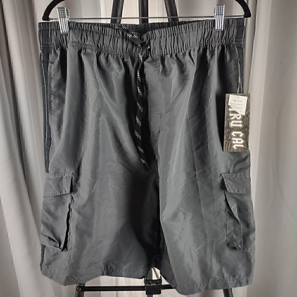 Tru Cal Gray Drawstring Mesh Lined 2 Side Pockets Swim Shorts Size 2XL (NWT) - Picture 2 of 11